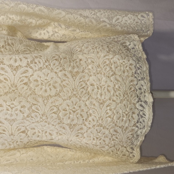 J Jill Women's Ivory Floral Lace Button Down Collared Wool Blend Blouse Size M - Picture 10 of 15